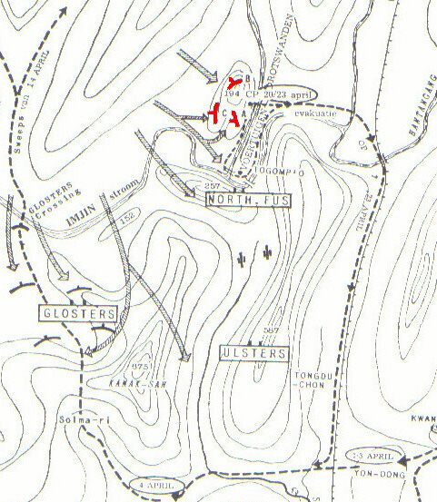 The BUNC's Imjin positions 20-23 April 1951