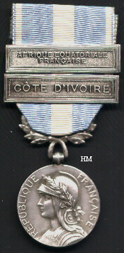 Colonial Medal with two clasps