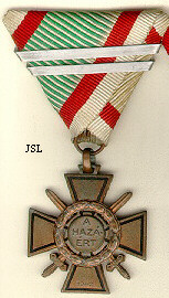 Cross with swords and laurel wreath