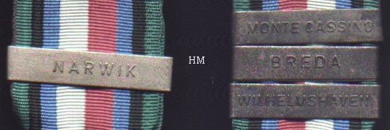 Polish Armed Forces in the West Military Action Cross, ribbon clasps