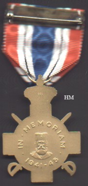 Royal Commemorative War Cross, reverse